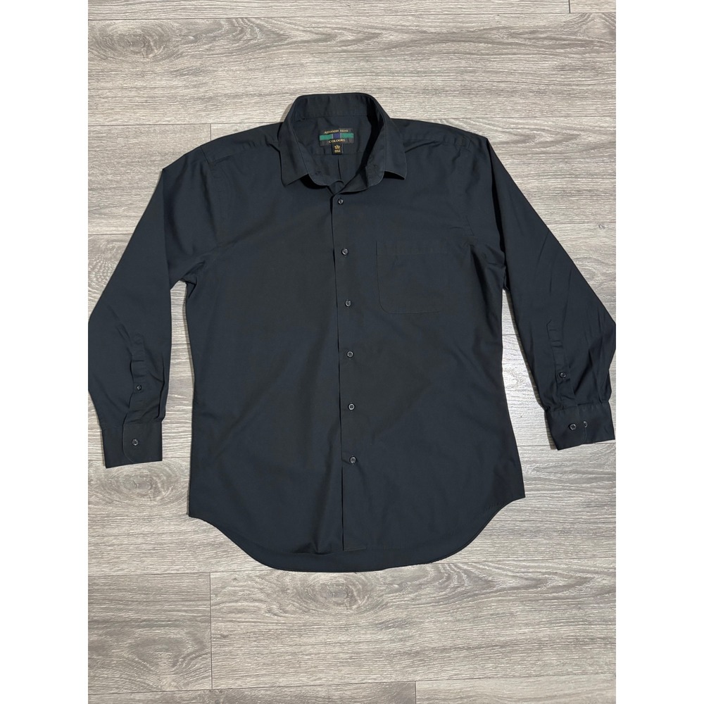 Alexander Julian Colours Mens Black Dress Shirt Long Sleeve Size L 16-16.5 32/33